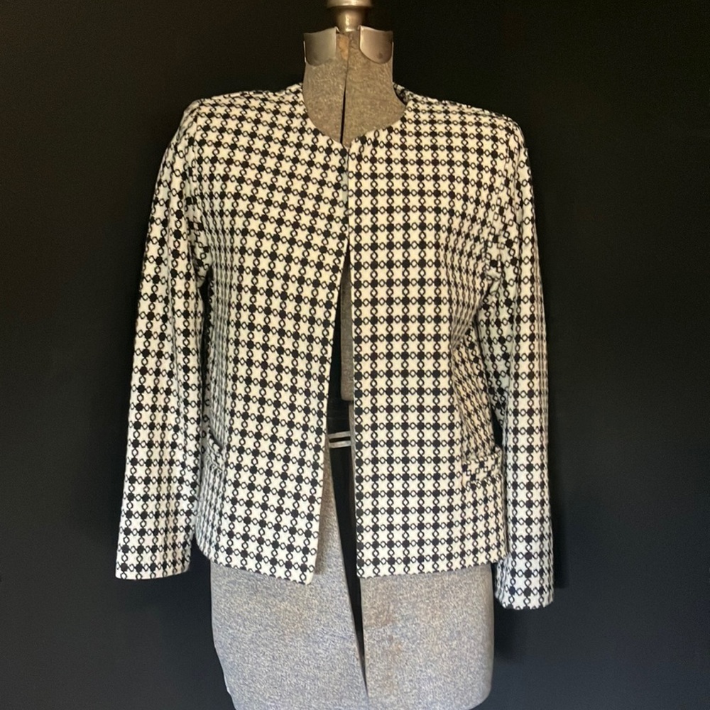 Vintage Black & White Mark Reed Wool Blend Blazer Jacket Size 6